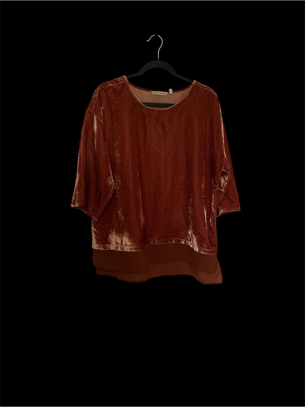 Chico's Velvet Scoop Neck Tunic in Rust Brown